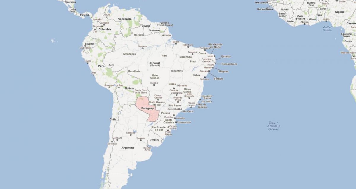 Harta e Paraguajit amerikën e jugut