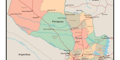 Harta e Paraguajit, me qytetet