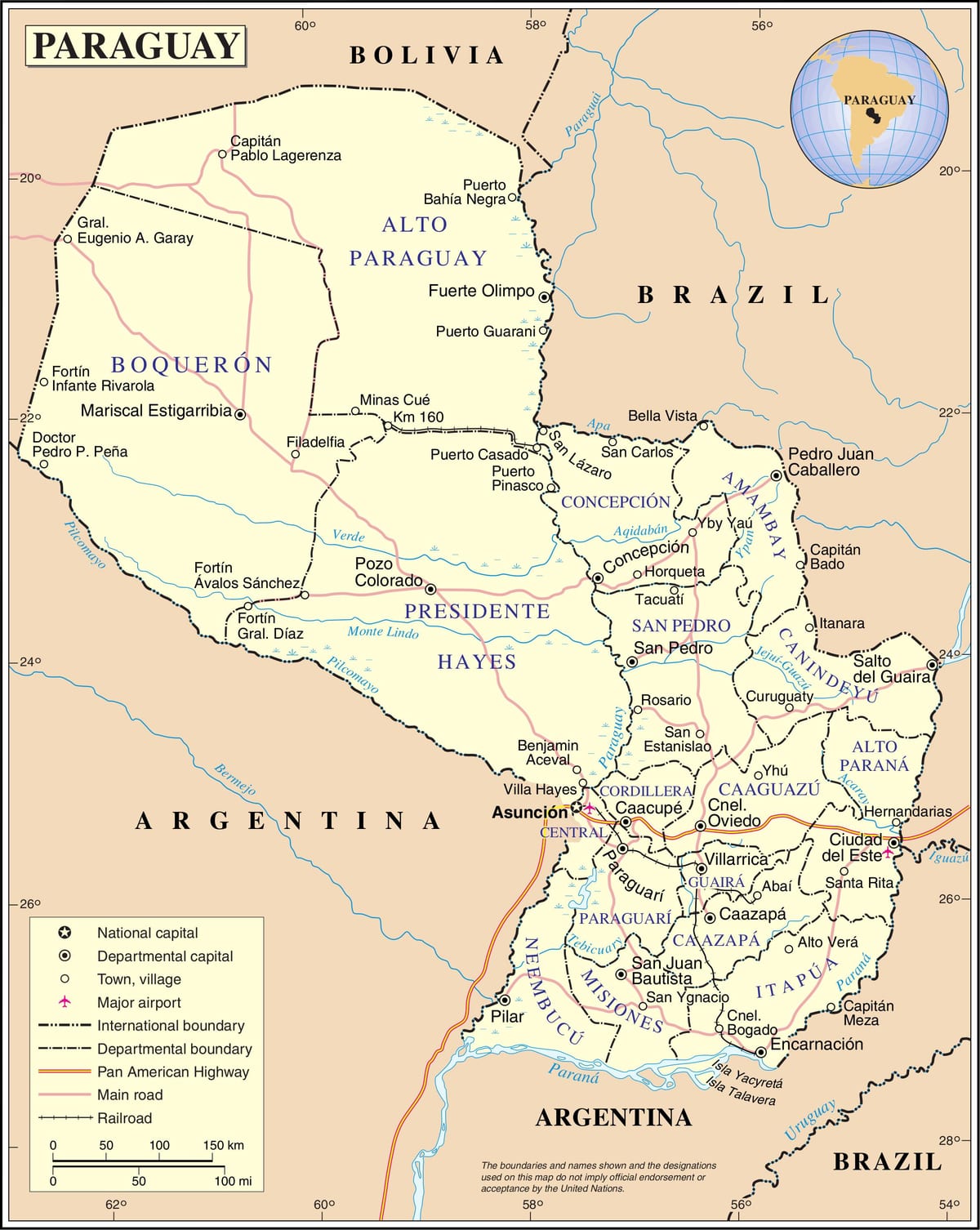 Harta e cateura Paraguai
